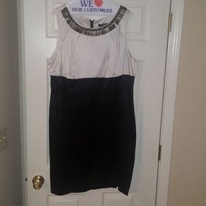 Black and White Beaded Neckline Dress